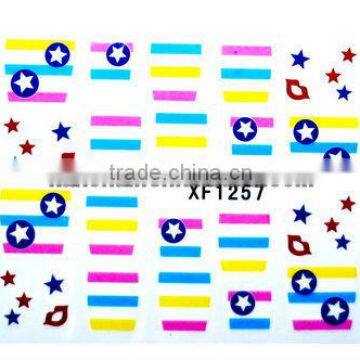 2014 temporary new design fashion 2d full nail art velvet foil sticker /wholesale nail art sticker XF 1257