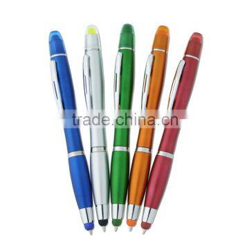 low price 3 in 1 high quality hot sale bussiness multicolor highlighter pen with touch stylus