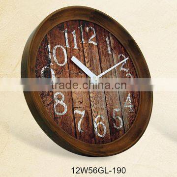 12 inch wooden pine industrial luxury antique clock(12W56BR-190)