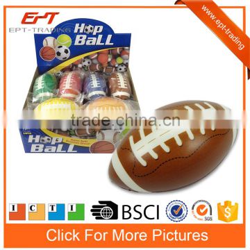 Super soft pu material squeeze rugby ball hop bouncing ball for kids