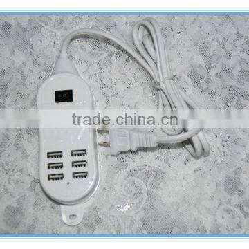 Multi-function fashion new smart phone socket with 6 usb smart charger