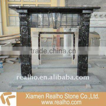 black marble vertical fireplace