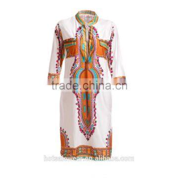 2016 Autumn New Look National Pattern Printed Long Sleeve Midi Dresses Personality Midi Dresses For Women SMR