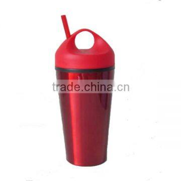 16oz double wall stainless steel straw tumbler