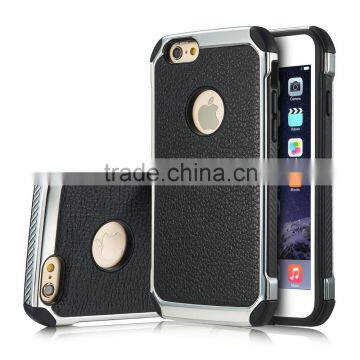 Lichi Texture Hybird TPU+PC Armor Case for IPhone 6 6s 6 Plus 6s Plus Samsung s7 S7edge 2 in 1 Electroplating Cases