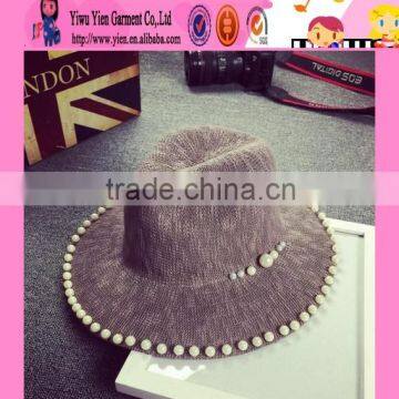 2016 latest pearl design beach sun hats hot sale original cheaper sale ladies hat wholesale china