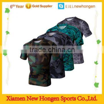 high quality Custom camo Compressed T Shirt for Promotion