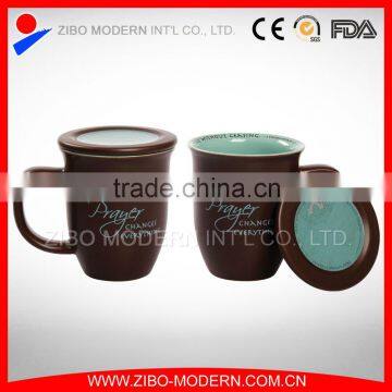 color porcelain ceramic coffee mug with lid