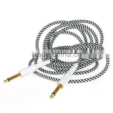 3M/10FT Black & White Cloth Braided Tweed Guitar Cable Cord