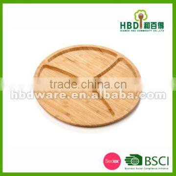 New Design round Serving Tray, bamboo Plate, Divided Platter