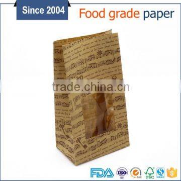 China supplier wholesale snack food packaging paper bag grease proof paper bag