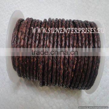 Braided Leather cords -Breided Leather cords 4 mm bordeaux