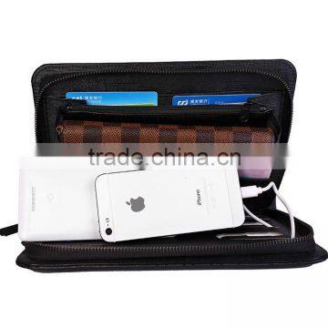 a5 men's leather clutch bag with Power Bank