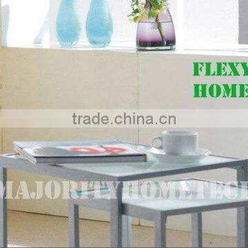 Metal coffee table glass table top