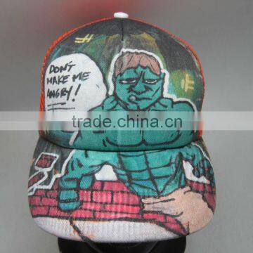 polyester mesh back 5 panel sublimation print cap