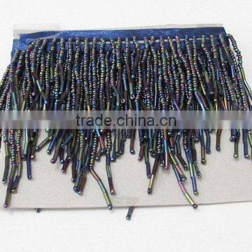 Seed Glass and Bugle Beaded Dangle Trim beaded fringe