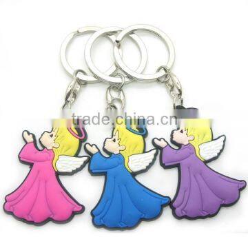 Factory direct sales PVC angel keychain, PVC peptide girl keychain, soft PVC key chain