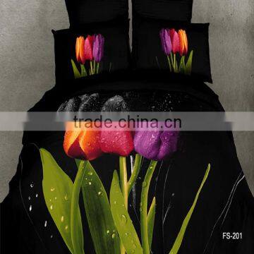 elegant and vivid tulip flower design 3D reactive printed bedding set with a hign quality