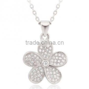 Women's Newest Flower Design Gold Necklace With Crystal photo-3
