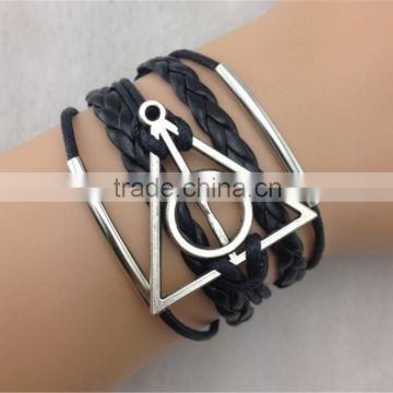 MYLOVE Black cool leather bracelet men fashion men's jewelry ML10088