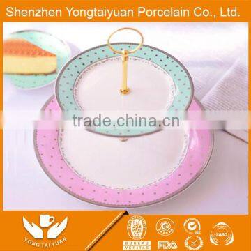 2 Layers Two Color Decal Porcelain Dry Fruit Dish