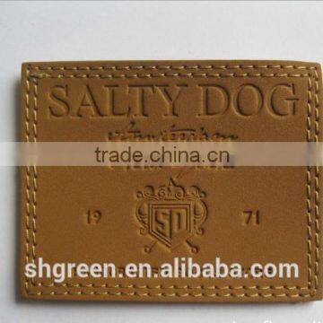Handcrafted soft debossed leather label