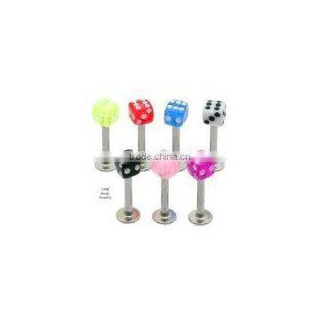 16G Acrylic Dice Labret lip Stud Body Piercing Jewelry