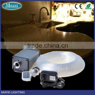 Fiber optic concrete countertop with galaxy system design commercial kitchen wall and table