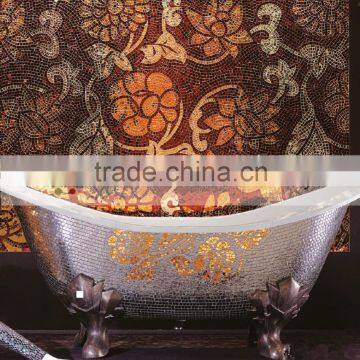 MB PBT-CV-S02 Handmade Mosaic Small Bathtub Design Silver Leaf Mosaic Art Mosaic Bathtub photo-2