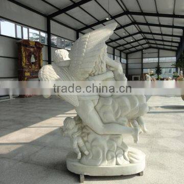 Large White Marble Angel Garden Statue photo-4