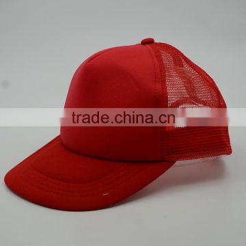 100% polyester red blank trucker cap