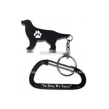 Dog Shape Bottle Opener Key Chain With Carabineer