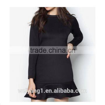 2016 Most Fashion Long Sleeves Fluted Hem Women Dress Semi Formal Cocktail Women Dress