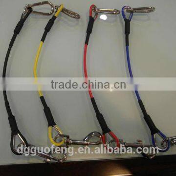 PVC coated wire cable with hook and carabiner