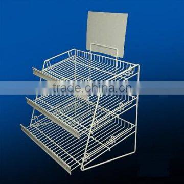 Custom free standing metal supermarket snacks display shelf