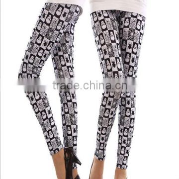 sexy skull spider printed leggings white black