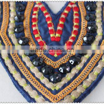 Customized Embroidery Ladies Garment Collar, Black Acrylic Beaded Necklace, Colourful Embroidery Collar for Garment photo-3