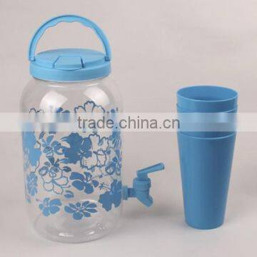 4L Glass Water Dispenser With Tap Beverage Juice Dispenser With Cups