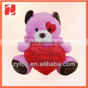 Factory China Uniform Cute Pink Red Heart Plush Teddy Bear