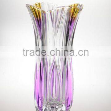 2014 new machine pressed sprayed color glass vase