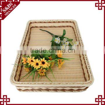 Supermarket Equipment Wicker Plastic Bread Tray Rattan Fruit Display Basket photo-3