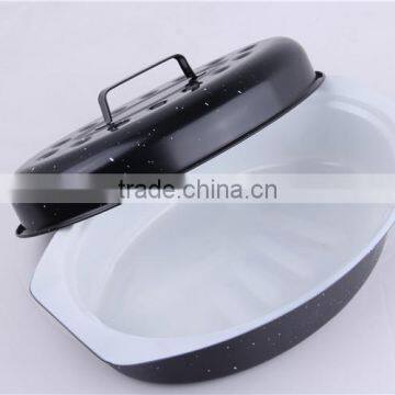 SGS Certification Ceramic Chicken Oval Pan Roaster With Rack photo-3