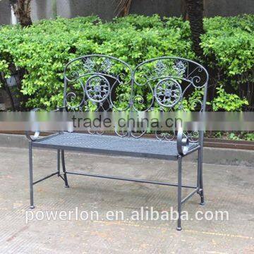 Courtyard Antirust Wrought Iron Blcak Bench