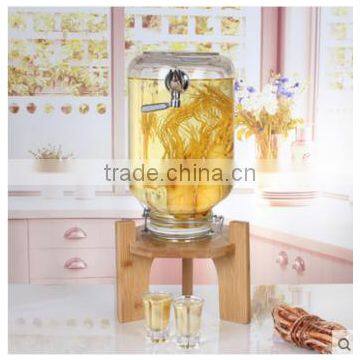 Glass Mason Jar Beverage Drink Dispenser with bamboo stand and stainless steel tap -2.5/5/10/15/20/30/50 litre