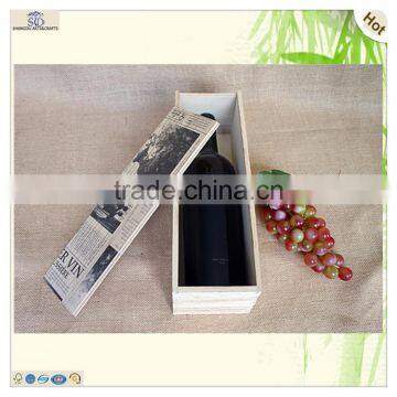 Antique Old Newspaper Printed Wooden Wine Gift Box photo-4