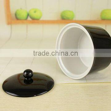 Factory Wholesale New Ideas Novelty Black Ceramic Casserole Stew Pot With Lid photo-4