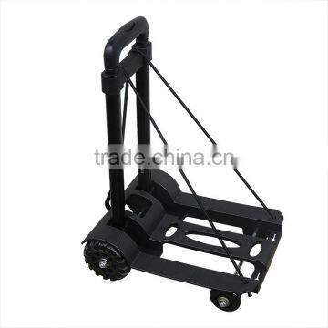 Mini Folding Shopping Cart With 2 Wheels/Lightweight Black Iron Alloy Folding Luggage Cart/ Portable Hand Trolley photo-3