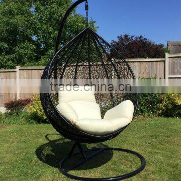 2016 Indoor or Outdoor BLACK Rattan Adult Swing Chair / Pod Garden Patio Furniture