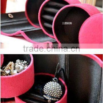 Hot Sale 3-layer Jewelry Box / Colorful Folding Jewelry Storage /High Quality Travel Jewelry Organizer photo-3