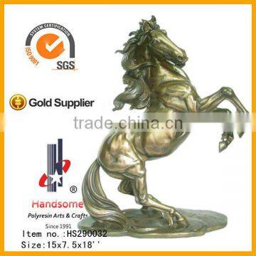 12.5 Inch Resin Craft Animal Figurine Antique Brass Horse Statue photo-3